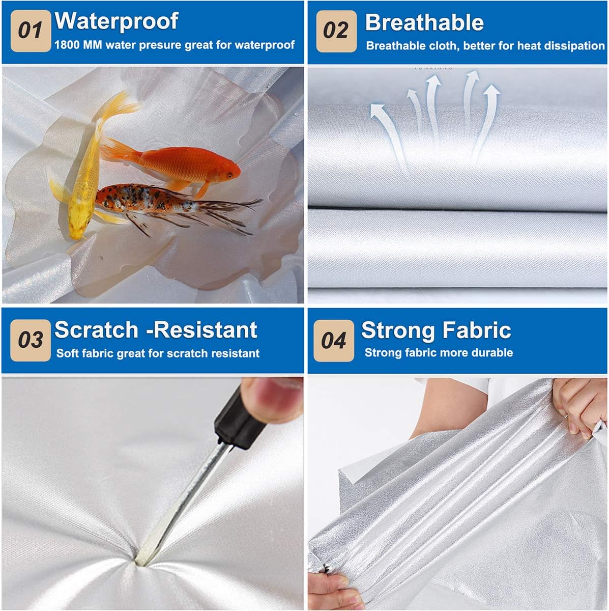 KouKou Full Exterior Covers 100% Waterproof, Universal Fit Toyota Camry Honda Accord Mercedes C Class etc, Car Cover for Automobiles All Weather(Sedan, Maximum Length 193 Inches) with Door Zipper.