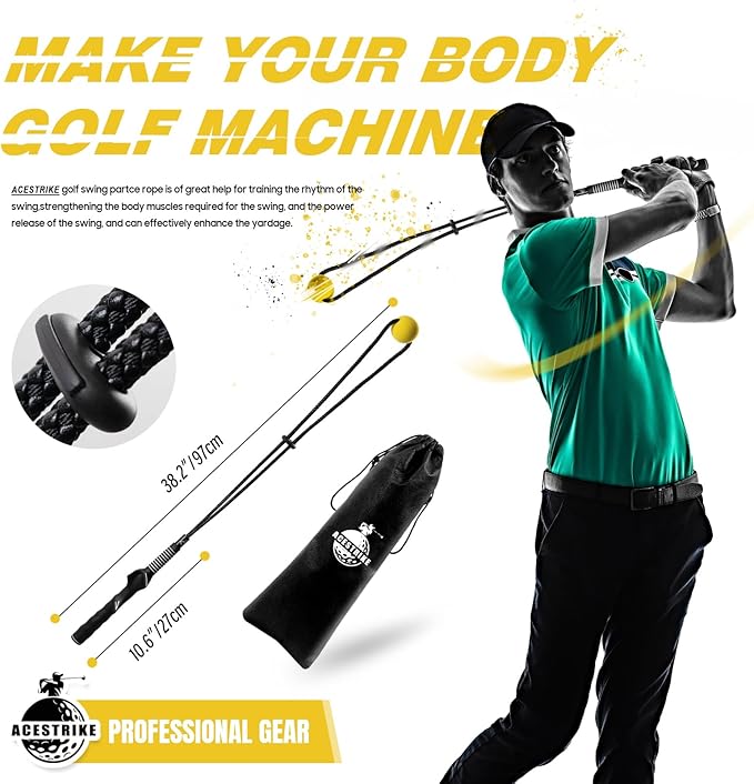 Golf Rope Swing Trainer, Golf Tyro Posture Corrector Professional Golf Training Aid, Master Tempo Golf Warm-Up Practice Equipment with Weighted Ball for Golfers of All Levels