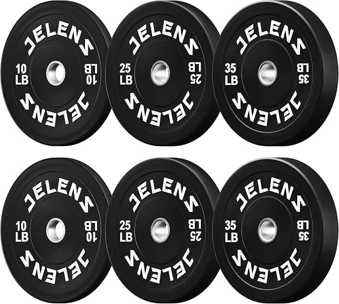 Olympic Barbell Weight Plates Set, 2-Inch Black/Colored Rubber Bumper Plate Weight Set for Strength Training and Weightlifting, Multiple Options