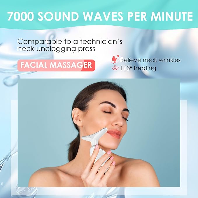 Facial Massager Red-Light-Therapy-for-Face and Neck, Face 𝖲 culpting Wand with 7 Color (Light White)
