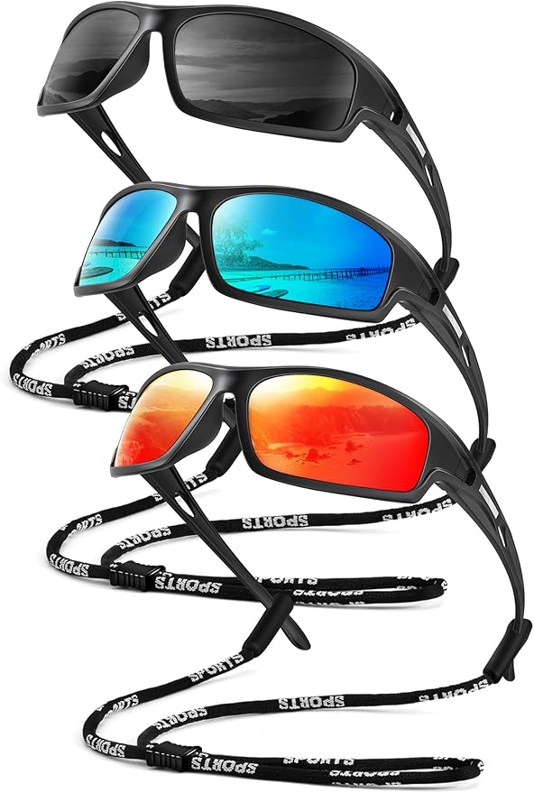 Polarized-Sunglasses-Men Sports Mens-Sunglasses: Sun-Glasses with UV400 Protection for Driving Golf Fishing Running