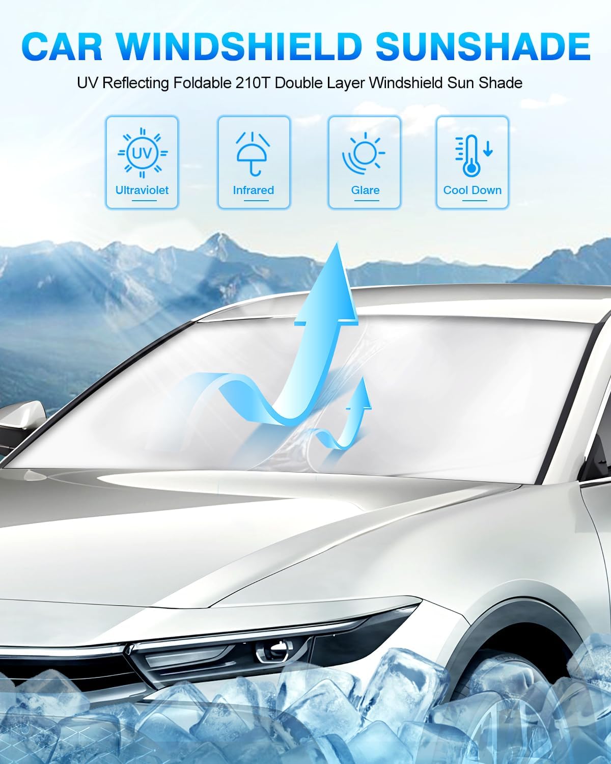 KUST Windshield Sun Shade for Toyota Crown 2023 2024 2025 Accessories Window Sunshade Sun Visor Protector Foldable Blocks UV Rays Keep Your Car Cooler