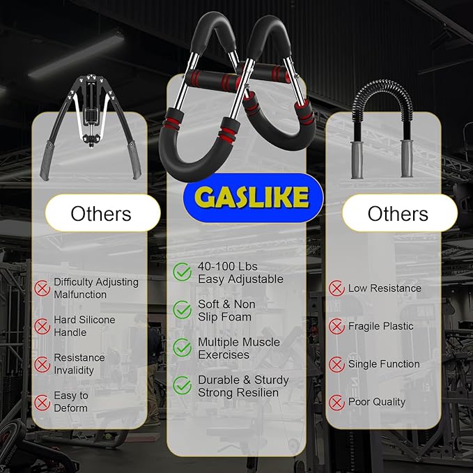 Latest-Gen Twister Arm Trainer, 40-100lb Adjustable Power Spring Workout Bar, Forearm Triceps Chest Exerciser Strengthener, Detachable Portable Home Fitness Equipment for Enhancing Upper Body Muscle