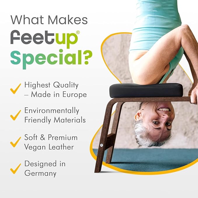 FeetUp - The Original Yoga Headstand Bench, Vegan Handstand Trainer Bench and Stand, Strength Training Inversion Equipment for Relaxation and Strength, Includes App & Starter Kit, #1 Worldwide