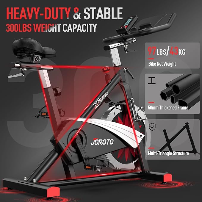 JOROTO X2|X2PRO Exercise Bike, X4S Bluetooth Stationary Indoor Cycling Bike with Readable 100 Levels Magnetic Resistance, Plus 12.6 inch Tablet Bracket Exercise Bikes for Home