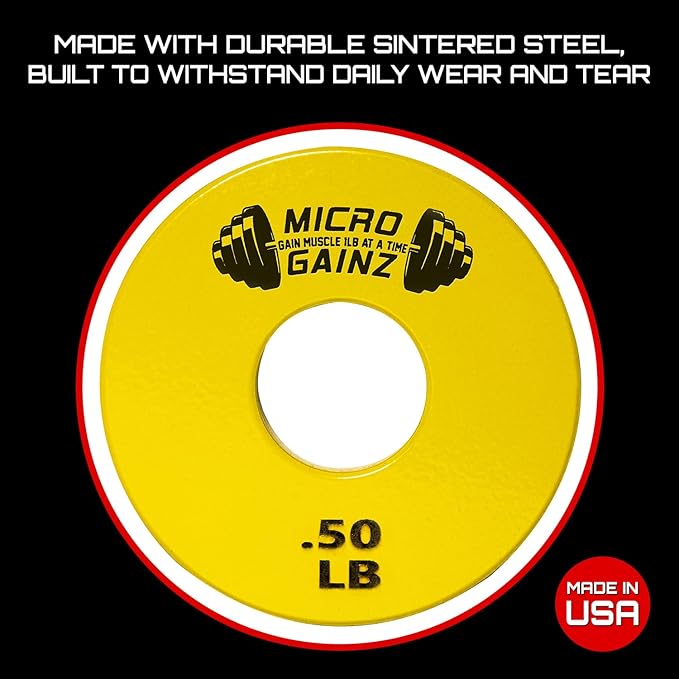 Micro Gainz Standard 1-Inch Center Hole Fractional 2 Pcs Color Weight Plates, Choose (.25LB-1LB) Designed for Standard 1-Inch Dumbbell & Barbell for Strength Training, Made in USA