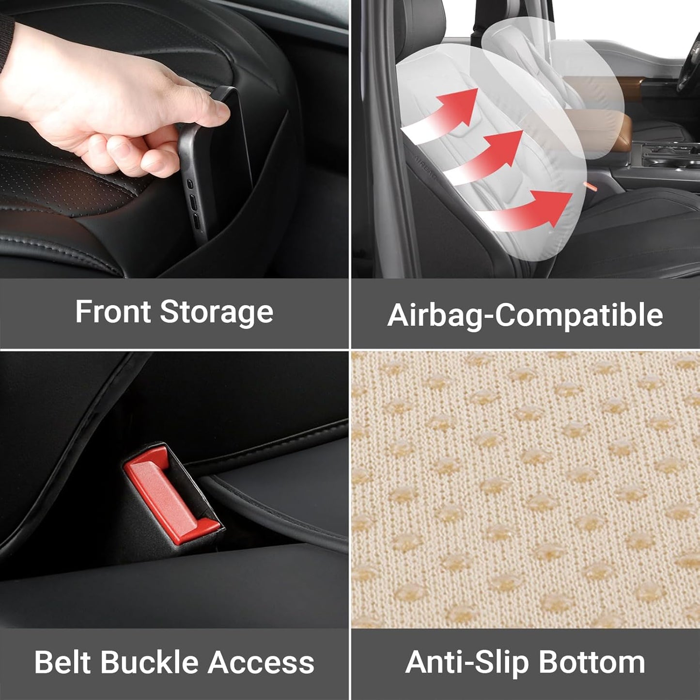 Coverland Custom Car Seat Covers Compatible with Ranger Super Cab, SuperCrew Cab - Premium Leather Non-Slip Memory Foam Waterproof Interior Protector Full Set-Black [See Size Chart-Size X120]