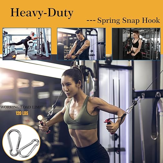 200Pcs Carabiner Clip Spring Snap Hook, M4 1.55 Inch Heavy Duty Galvanized Steel Spring Snap Hook, Quick Link Keychain Clip for Keys Swing Set Camping Fishing Hiking Traveling