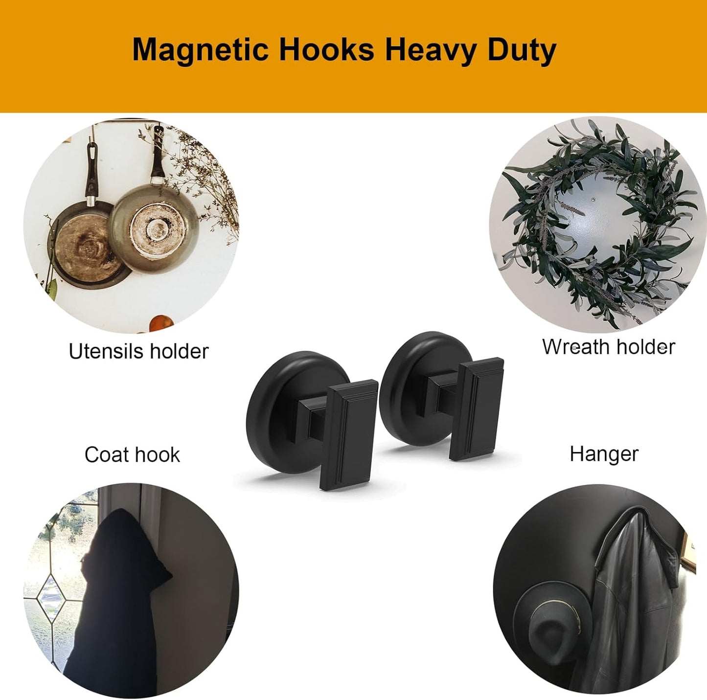 Ant Mag Magnetic Hooks Heavy Duty 160lbs for Coat Hanging with Rectangle Hook with Zinc Plated Strong Magnet Hangers for Metal Surface Great Organization for Cruise Cabinet Door Kitchen Room Office