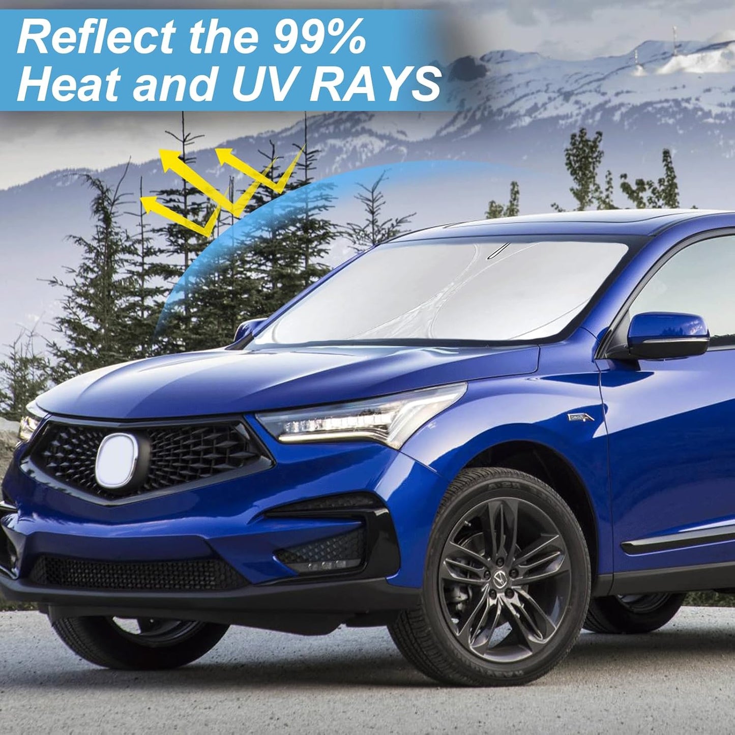 Windshield Sunshade for Acura RDX 2013 2019-2023 2024 2025 2026 210T 2-Layer Front Window Shades Cover for Windshield Sun Visor Screen Protector 210T Reflective Blocks UV Rays Cool Car Accessories