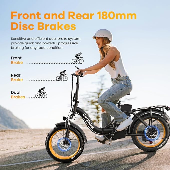 Folding Electric Bike for Adults with Peak 1000W Motor, 48V 20AH Battery up to 30MPH 80 Miles, 20" Fat Tire All Terrain Ebike, Front Suspension 7-Speed Commuter E Bike, Step-Thru, UL Certified