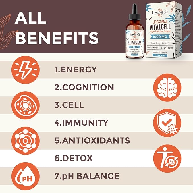 13-in-1 Liquid Oxygen & Nutrient Supplement for Energy, Altitude Support, Performance, Antioxidant, Immune, Fatigue & Detox, Liposomal for High Absorption, pH Balance, Organic, Gluten Free, 4 Fl Oz