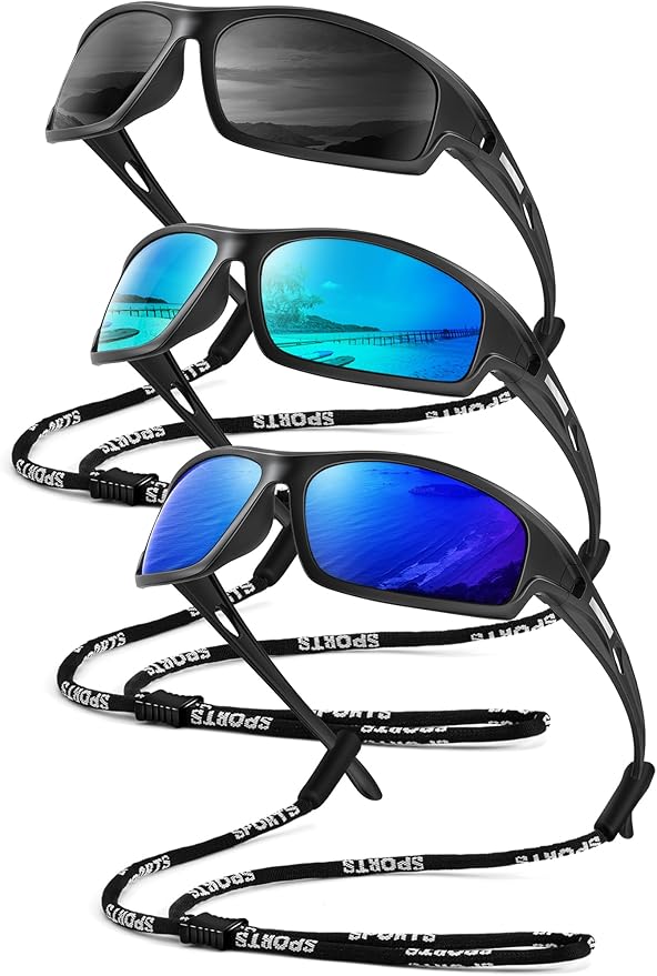 Polarized-Sunglasses-Men Sports Mens-Sunglasses: Sun-Glasses with UV400 Protection for Driving Golf Fishing Running