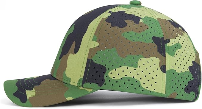 VOBOOM Men Quick Dry Baseball Cap Laser Cut Mesh Ball Curved Brim Snapback Hat