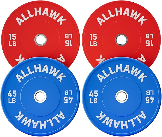 Colored Olympic Weight Plates, 2-inch Rubber Bumper Plate Set for Home Gym Barbell Weight Lifting and Strength Training