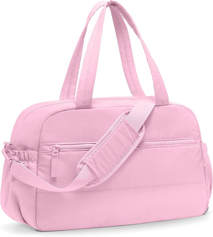 Gym Bag for Women, Travel Duffle Bags with Wet Pocket, Lightweight Carry on Bag Overnight Weekender Duffel Bag, Water Resistant (Bright Pink)