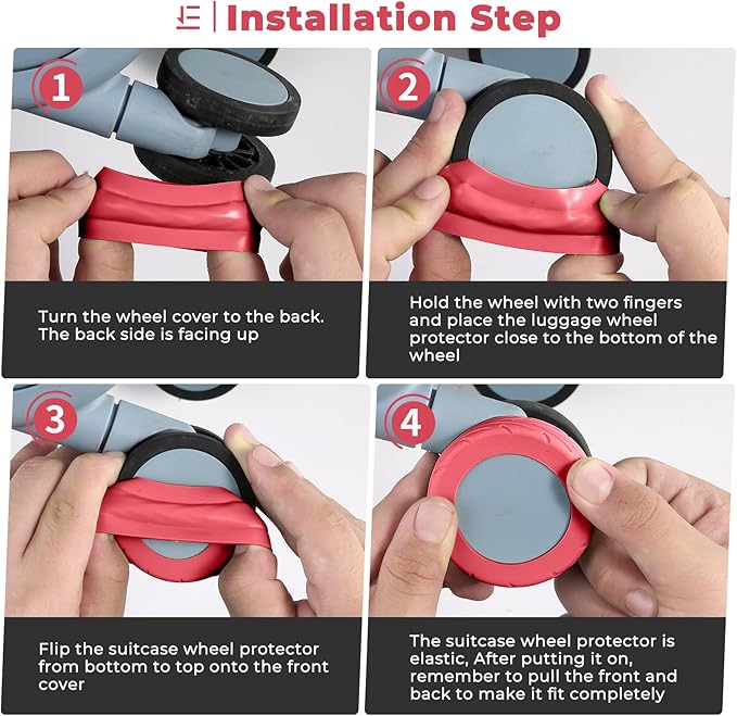 8 Pcs Upgrade Luggage Wheel Covers, Carry On Luggage Suitcases,Wear-Resistant, Anti-Noise, Silicone Wheel Protective Covers for 2-2.4" Spinner Wheel,Essential Travel Accessories (Red)