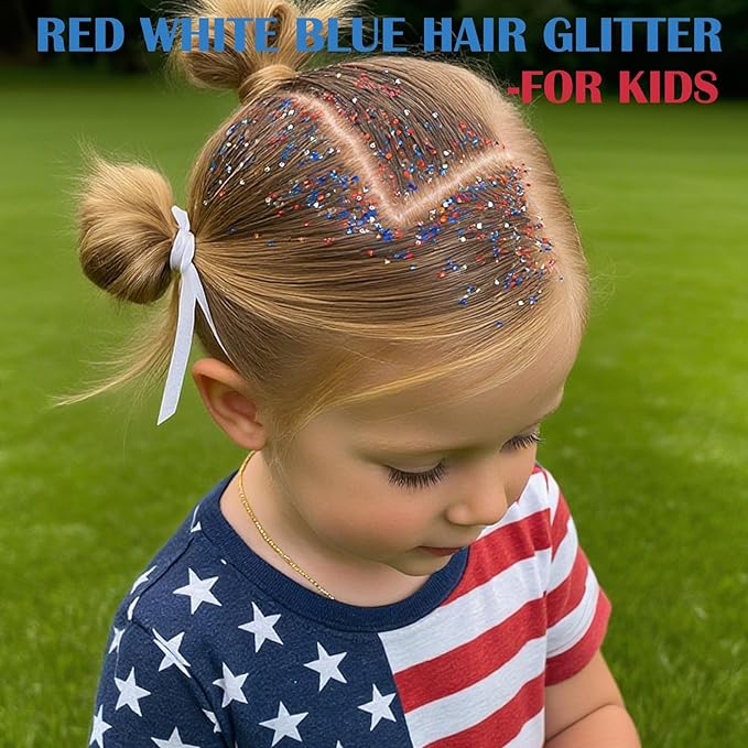 Red White Blue USA Patriotic Face Glitter,4th of July Accessories Hair Glitter for Kids,Blue Body Glitter Face Paint,Fourth of July Outfits for Women,Festival Party Celebrations Makeup