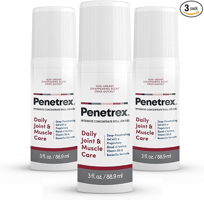 Penetrex Joint & Muscle Therapy - Soothing Gel for Back, Neck, Hands, Feet - Premium Whole Body Rub with Arnica, Vitamin B6 & MSM - 3oz Roll On Gel (3-Pack)