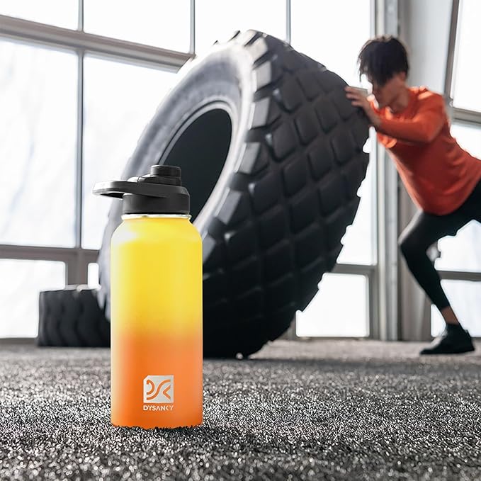 Insulated Water Bottle | Thickened Stainless Steel Vacuum Metal | Portable Sports Water Jug for Gym and Hiking with Straw, Carrier Bag, Handle Strap | BPA-Free 32 oz