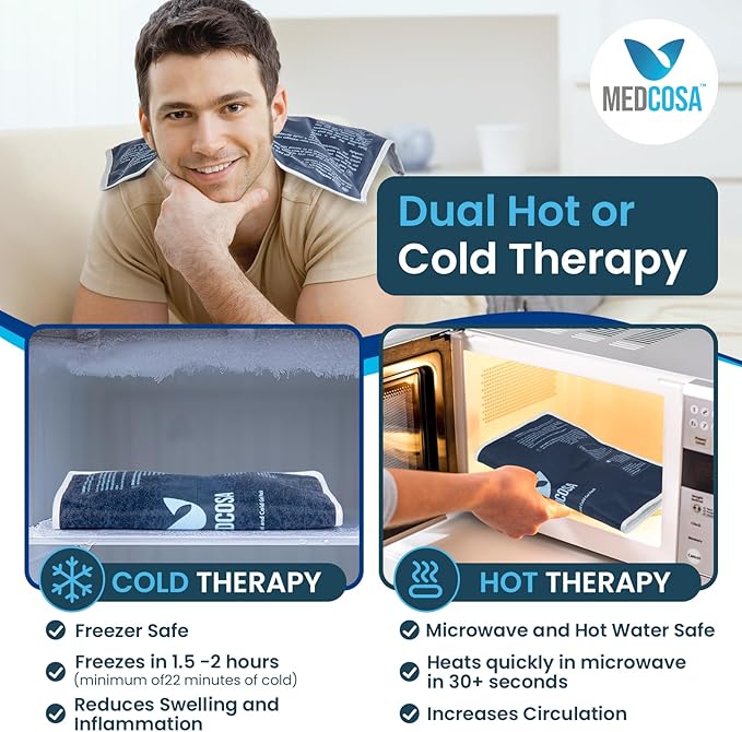 Medcosa Large Gel Ice Pack | Flexible Hot or Cold Pack | Reusable Cold Packs for Injuries, Knee, Back, and Shoulder Pain Relief, Inflammation, Post-Op and More