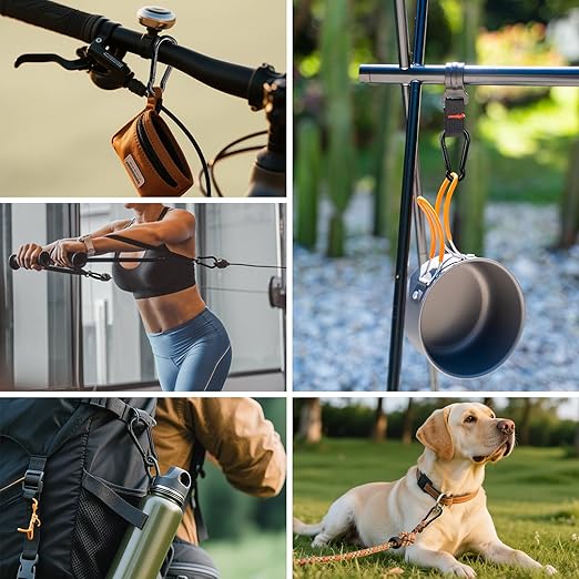 KINLINK 10 Pack Black Carabiner Clip, 2.36 inch Heavy Duty Spring Snap Hook, Small Caribeener Clips for Outdoor Camping, Swing Set, Hammock, Hiking Travel, Fishing, Quick Link Keychain