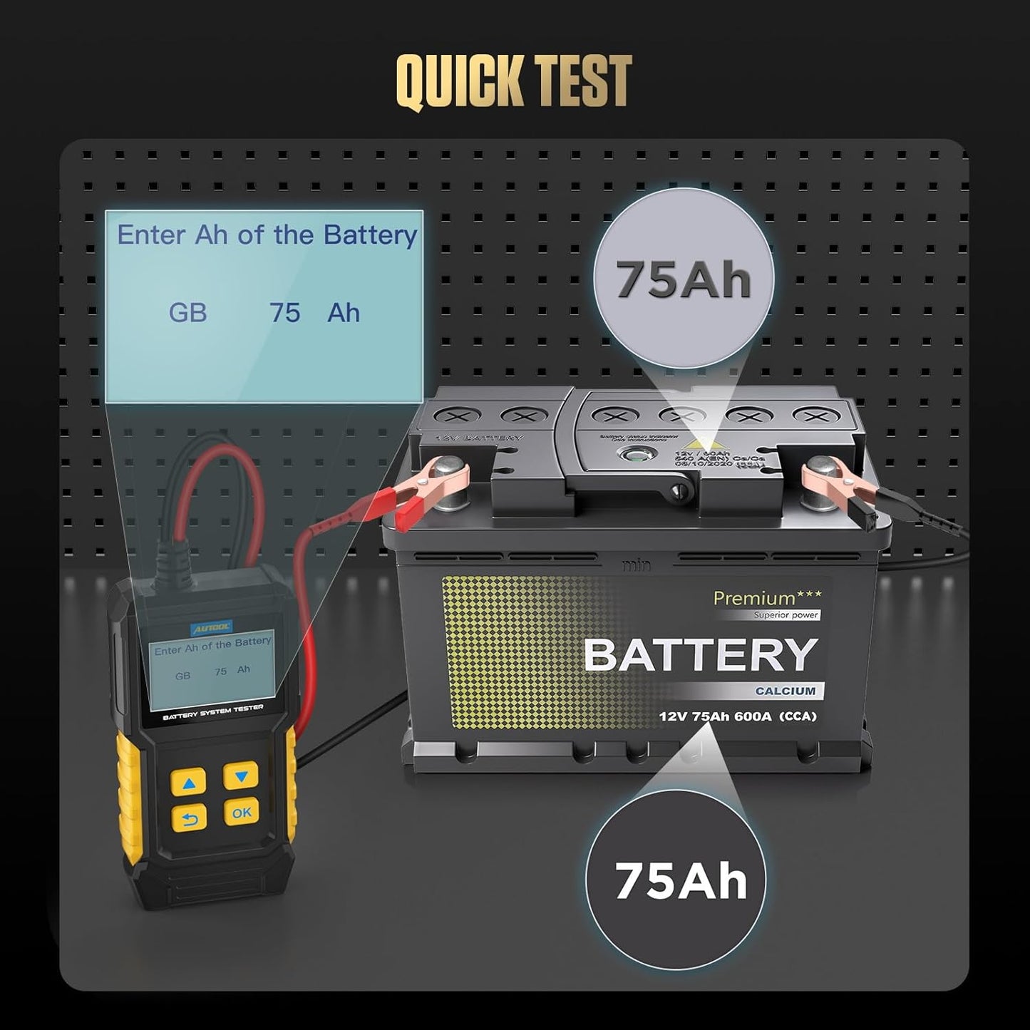12V Car Battery Tester, 20-2000 CCA Load Tester Automotive,Charging & Cranking Analysis for Motorcycle, Truck, Boat, RV, Marine & More