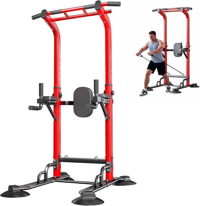 SogesPower Power Tower Pull Up Bar Station, 12-Level Adjustable Multi-Function Pull Up Dip Station for Home Gym, Pull Up Bar Stand Dip Bar Strength Training Fitness Equipment