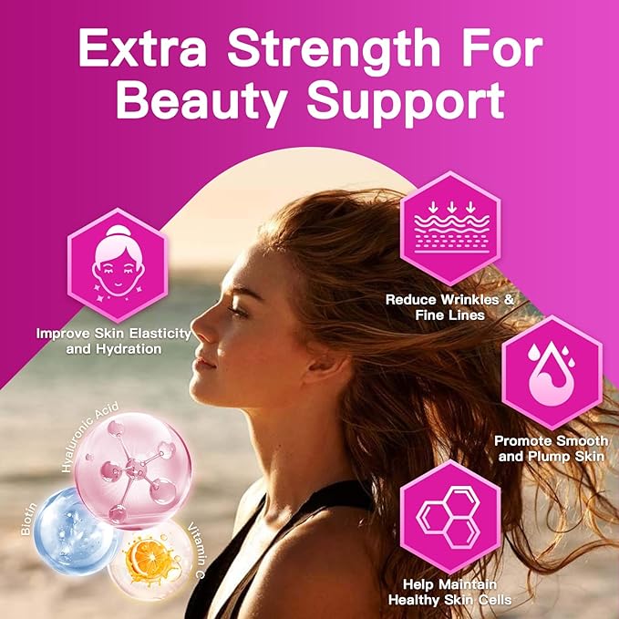 ZEBORA Multi Collagen Peptides Powder - Hydrolyzed Collagen Type I II III V X with Hyaluronic Acid, Biotin, Vitamin C - Support Skin Hair Nail Joints, Non-GMO, Unflavored, Keto Friendly