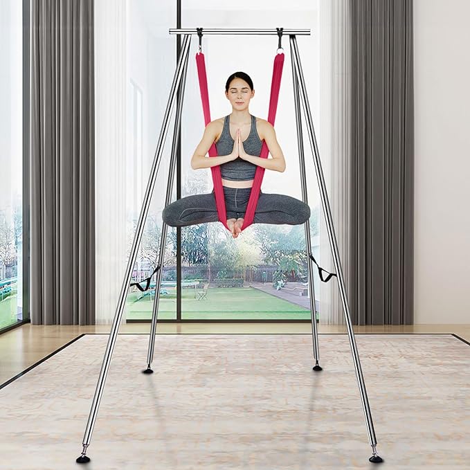 VEVOR Aerial Yoga Frame, 9.67 ft Height Swing Stand, Max 551.15 lbs Load Chrome-Plated Steel Pipe Inversion Yoga Rig for Indoor Outdoor Use