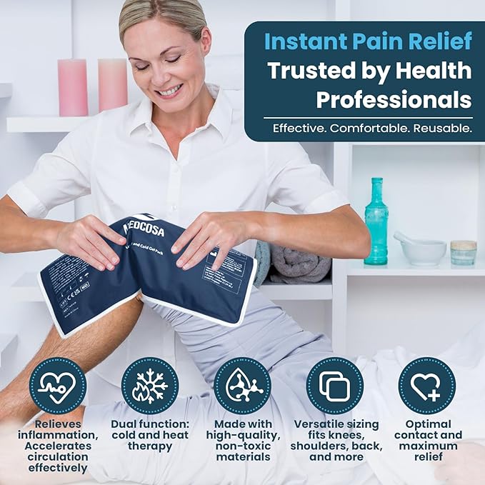 Medcosa Large Gel Ice Pack | Flexible Hot or Cold Pack | Reusable Cold Packs for Injuries, Knee, Back, and Shoulder Pain Relief, Inflammation, Post-Op and More