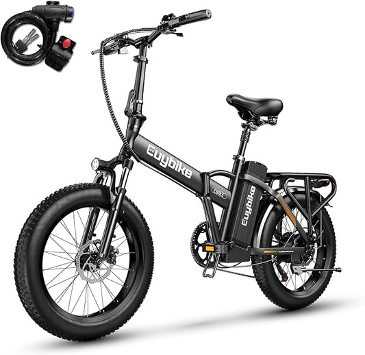 1000W Folding Electric Bike, 48V 20AH Large Removable Battery E Bike, 30+MPH, 80 Miles Max Range, 20" Fat Tire Electric Bike for Adults, Adult Electric Bicycles for Commute Beach Snow
