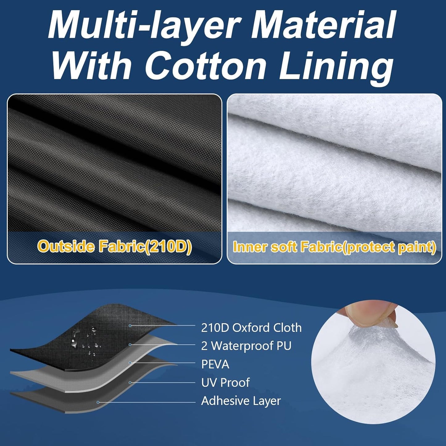 QUNSUNUS 6 Layer Car Cover for C5 Corvette 1996-2004 Waterproof All Weather Windproof for Corvette Car Cover Hail Protection with Zipper