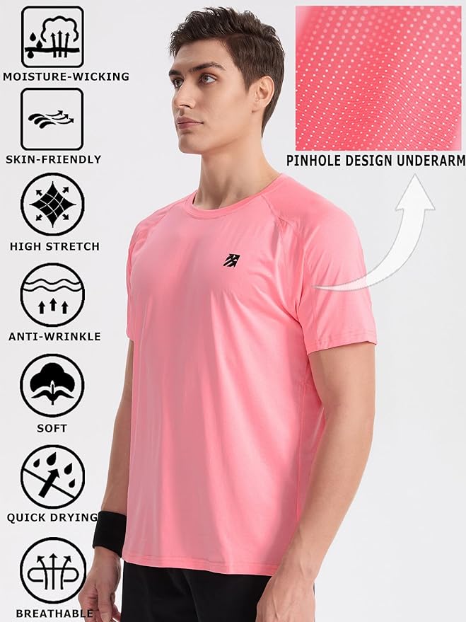 Moisture Wicking Quick Dry Soft Pickleball Workout Hiking Camping Running Shirts for Men Outdoor Sports