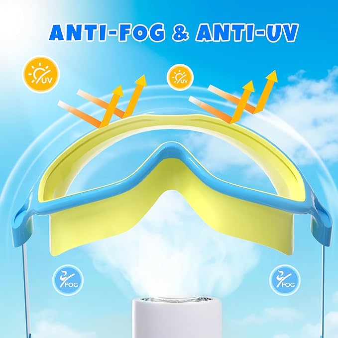 Swim Goggles for Kids 3-15 with Earplugs Large Frame Anti-Fog/UV Swimming Goggles for Boys Girls Toddler 2PCS
