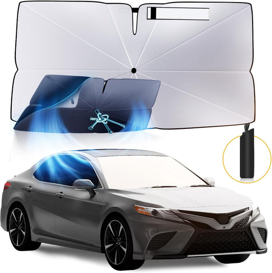 Windshield Sun Shade Umbrella: for Toyota Camry SE XSE LE XLE Hybrid - 4 Layers Front Car Window Shades - Foldable Camry-2018-2025 2023 2024 Sunshades Block UV Keep Cool