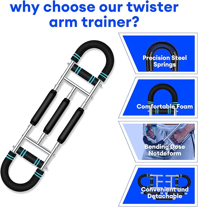 Twister Arm Trainer – Adjustable 170-265lb Resistance Chest Exerciser for Men, 2025 Upgraded Chest Bar for Full-Body Strength Training