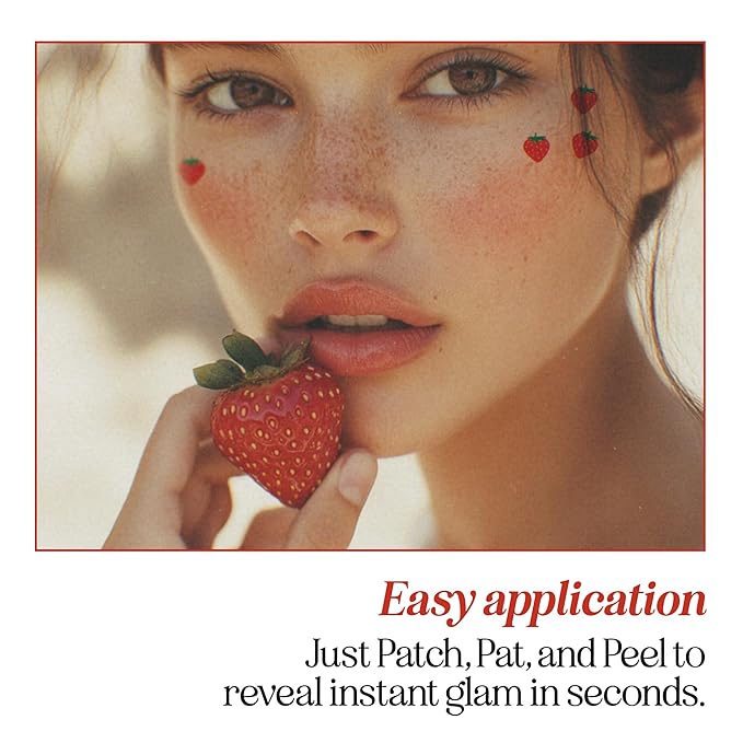 Fazit Makeup Patches - Face Makeup Patches - Beauty Face Makeup - Strawberry Speckles - Waterproof Strawberry Speckles - Temporary Face Strawberry Speckles For Women - 6 count
