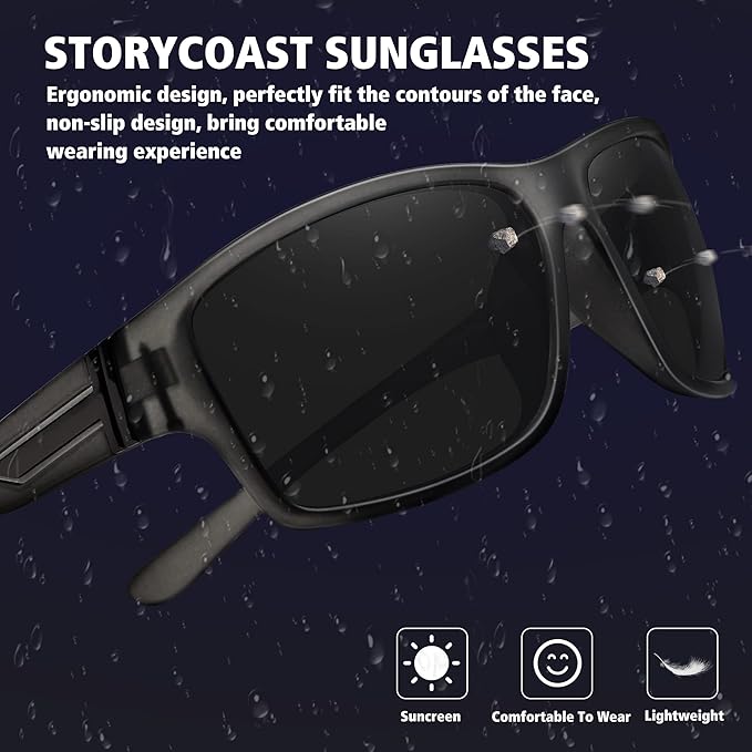 STORYCOAST Polarized Sports Sunglasses for Men Women Unbreakable Frame Cycling Fishing Driving