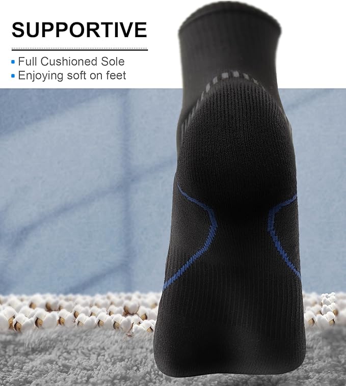 BULLIANT Compression Socks for Men 6Pairs, Athletic Crew Socks Cushioned For Men Sports Running-Arch Support