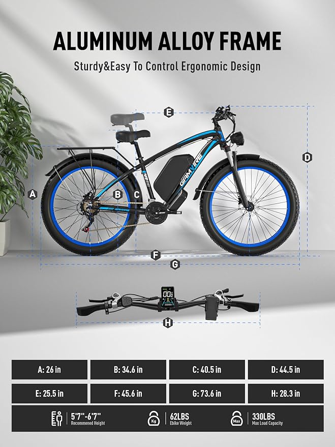 Ebike for Adults Electric, 52V 19.2Ah/32Ah, Peak 2000W/2500W E-Bike, 36/40MPH, 70 Miles/100Miles Long Range, Hydraulic Disc Brake, Off Road Snow Mountain E-Bike, 24"/26" Fat Tire Fast Electric Bicycle