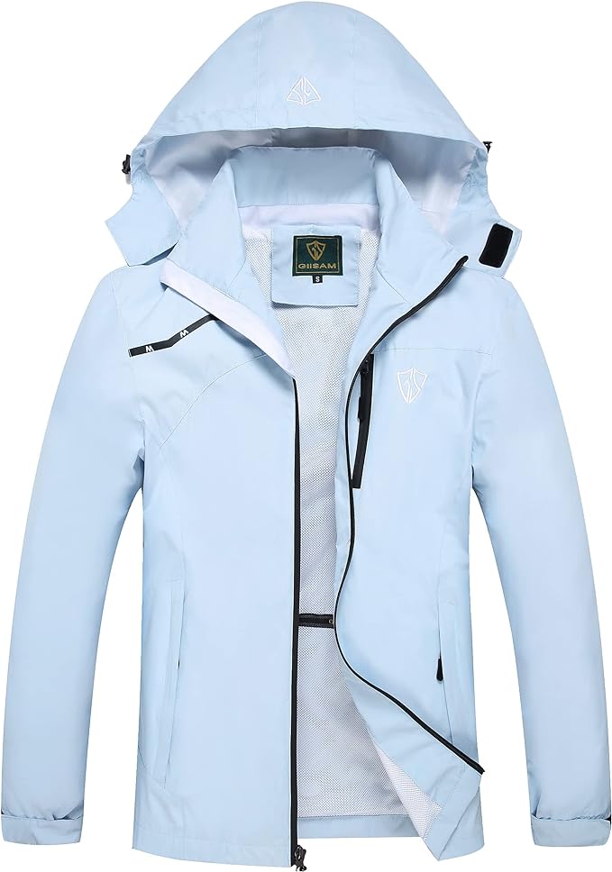 GIISAM Mens Windproof Jacket Waterproof Lightweight Mountain Sport Jacket for Men Hooded Windbreaker Raincoat