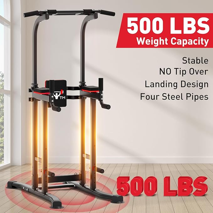 ZENOVA Pull Up Bar Dip Station Multi-Function Strength Training Equipment for Men Women Muscle Building 330/500 LBS Weight Capacity