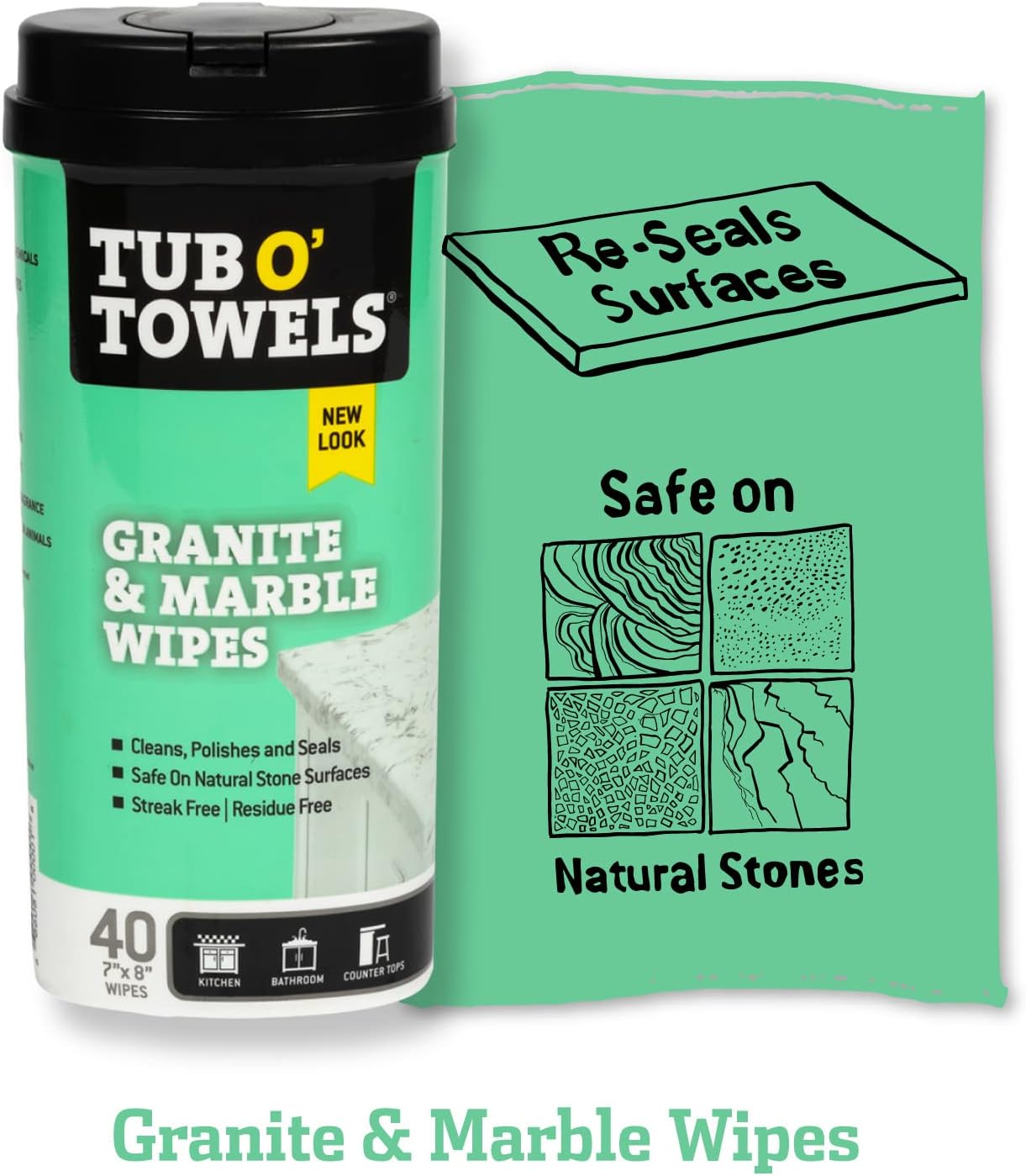 Tub O' Towels Household Cleaning Wipes Variety Pack, 7" x 8", 4-Pack