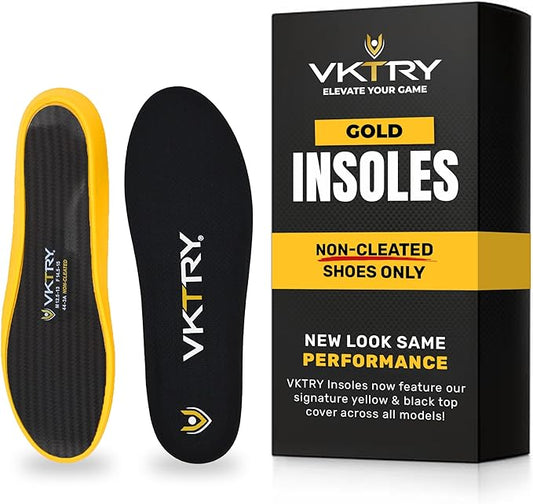 VKTRY Gold for Non-Cleated Shoes - Carbon Fiber Performance Insoles - Customized Athletic Inserts for Sports Basketball Volleyball Running & More | Shock Absorption US M16.5-17, >220lbs