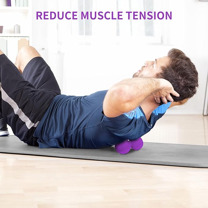 5BILLION FITNESS Peanut Massage Ball,Double Lacrosse Ball and Mobility Massage Ball for Physical Therapy - Deep Tissue Massage Tool for Myofascial Release, Muscle Relaxer, Acupoint Massage (Purple)