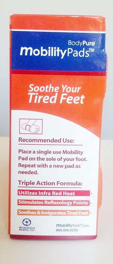 | Mobility Circulation Foot Patches | Made with Lavender, White Tourmaline, Capsaicin | Adhesive Patch Increased Sensation | Relief Pads for Soreness & Pain | Blood Circulation Pads | White