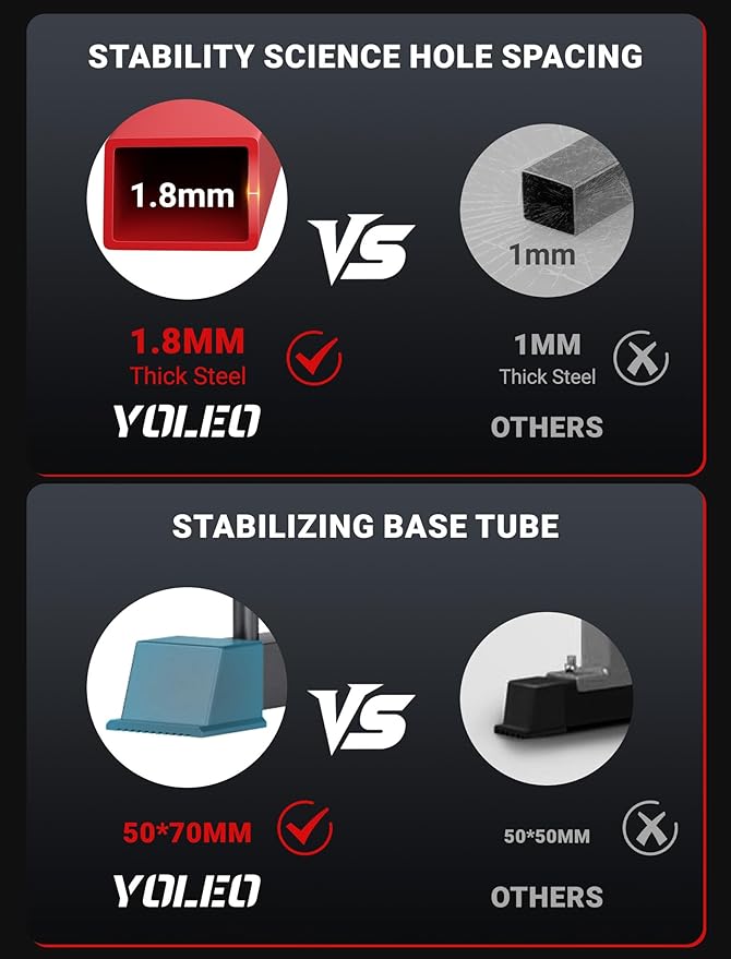 YOLEO Smooth Dual Pulley System Power Cage, 1600LBS Adjustable Cable Crossover Power Rack, Multi-Functional Squat Rack for Home Gym with More Training Attachment