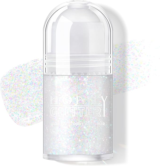 Roll-on Holographic Body Glitter Gel for Face Hair, Chameleon Color Changing Glitter Gel Under Light, Chunky Mermaid Sequins Festival Party Rave Accessories Shimmer Makeup (13# Dazzle)