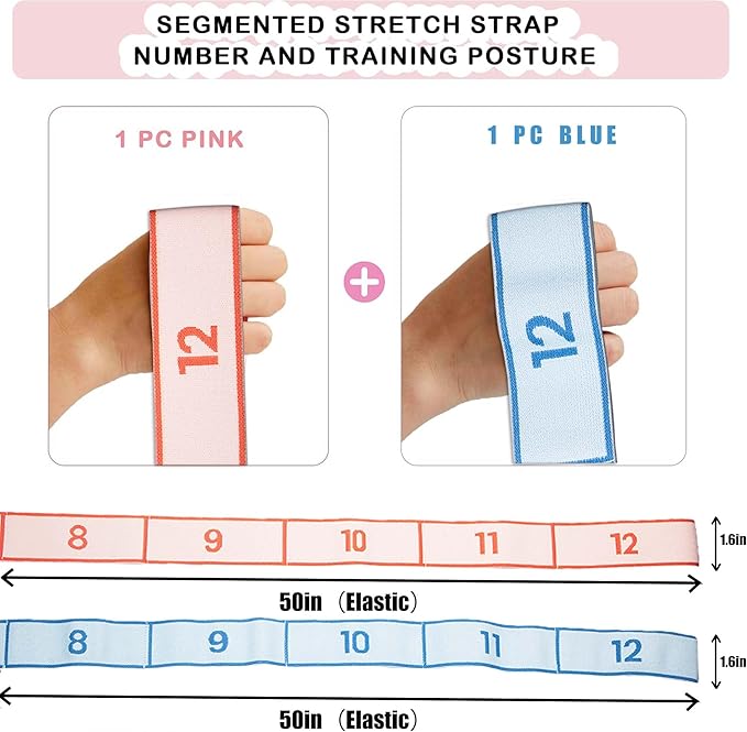 2PCS Stretch Strap for Dance Elastic Band for Gymnastics Stretching Strap Stretching Bands Multi-Loop Adjustable Exercise Bands Stretching Resistance Ballet Bands -12 Loops